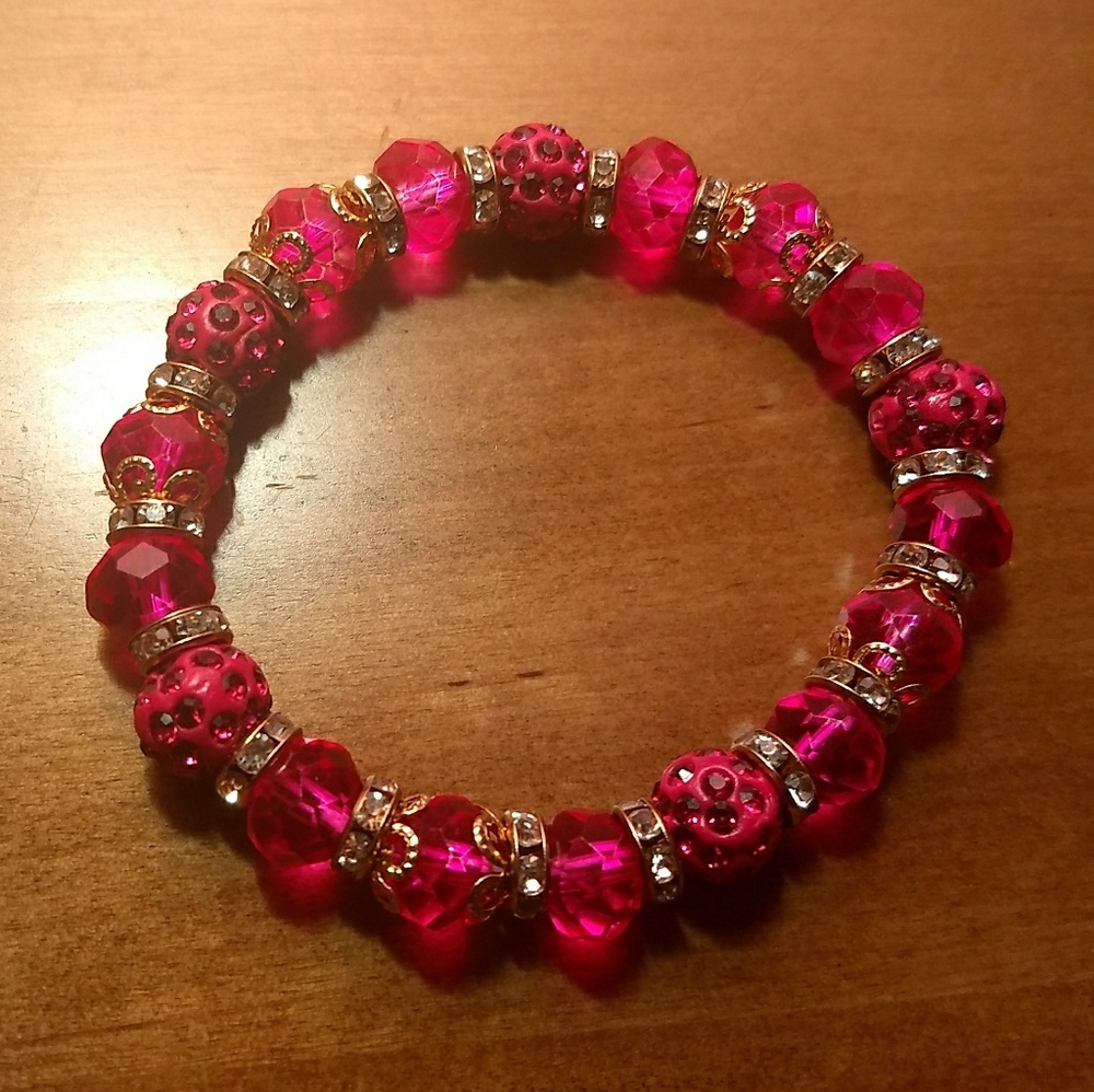 Pink Bollywood styled bracelet